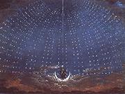 Karl friedrich schinkel In the palace of the Queen of the Night,decor for Mazart-s opera Die Zauberflote oil painting reproduction